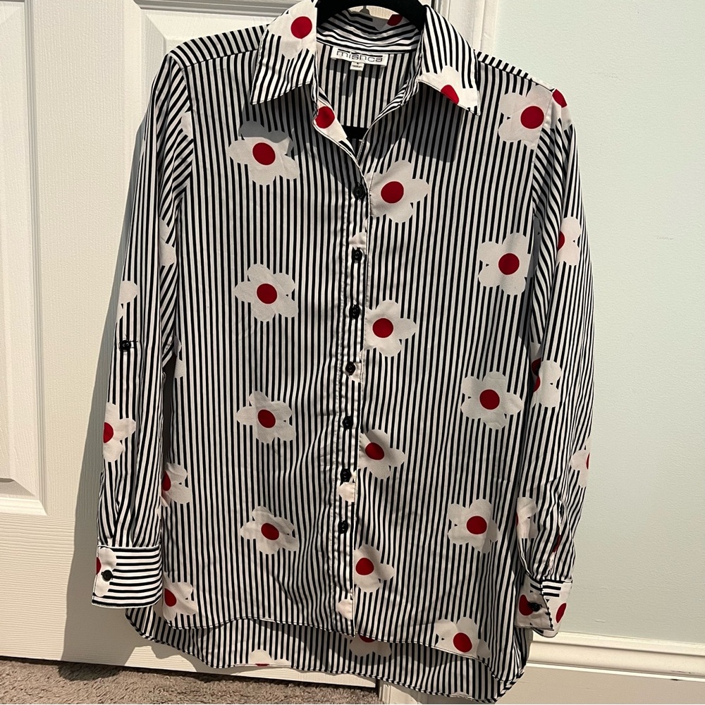 Mishca Striped Button-Up Top